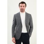 Ekoseli Slim Fit Mono Yaka Erkek Ceket - Lacivert - 58