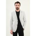 Ekoseli Taş Slim Fit Mono Yaka Erkek Ceket - 54