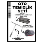 Ekostem OTO TEMİZLİK SETİ - 1 Oynarbaşlıklı Silikon Camçek - 2 İz Bırakmayan Cam Bezi - 1 Kurulama Bezi