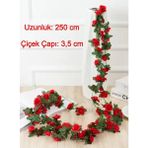 Ekozi Home Yapay Gül Sarmaşık Çiçek 250 Cm - Altın - Kırmızı