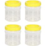 Ekru 1l Saklama Kabı 4'lü Set, Dayanıklı, Pratik ve Şık Plastik Kavanozlar - Amber - Seçenek 1
