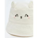 Ekru 3 Boyutlu Kız Bebek Bucket Şapka
