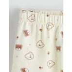 Ekru Baskılı Penye Kız Çocuk Pijama Alt