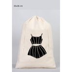 Ekrü Baskılı Pijama ve Çanta Düzenleyici, 25X35 Cm, Doğal Ham Bez Kese - Amber