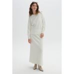 Ekru Beli Lastikli Triko Etek - S - M