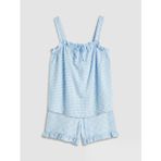 Ekru Ekose Kadın Şortlu Pijama Takımı