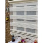 Ekru Geniş Plise Etek Dilimli Zebra Stor Güneşlik Perde - 90 x 260 cm