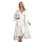 Ekru Kadın Saten Dantelli Sabahlık Ve Gecelik 2'li Takım, XL, B5192NT-19804IGP27190882