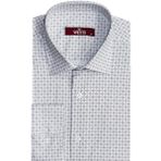 Ekru Kaz Ayağı Desenli Slim Fit Gömlek - XL - Beyaz