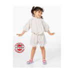 Ekru Keten Kız Şort + Tunik Takım - 01.Ekru - 4 Yaş