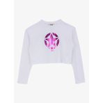 Ekru Kız Çocuk Bisiklet Yaka Oversize Pullu Uzun Kollu T-Shirt J4WG-TST7566