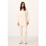 Ekru O Yaka Basic Oversize Kadın Eşofman Tunik Takım - 95347