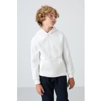 Ekru Pamuklu Kalın İçi Tüylü Yumuşak Dokulu Standart Fit Baskılı Erkek Çocuk Sweatshirt - 11215
