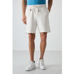 Ekru Pamuklu Kalın Yumuşak Dokulu Comfort Fit Basic Erkek Şort - 81274