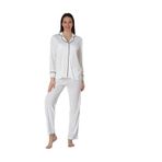 Ekru Pamuklu Önden Düğmeli Kadın Pijama Takımı Effort, S, EF8097-198IGP101324