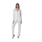 Ekru Pamuklu Önden Düğmeli Kadın Pijama Takımı Effort, XL, EF8097-198IGP101327