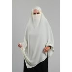 Ekru Pratik Hazır Geçmeli Tesettür Eşarp Krep Bağcıklı Çift Katlı Sufle Hijab 2314_27