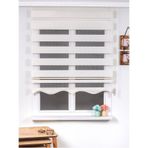 Ekru R-18 Bambu Zebra Stor Güneşlik Perde Etek Dilimli Alüminmyumkasa Ekru