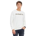 Ekru Yazı Nakışlı O Yaka Rahat Form Erkek Sweatshirt - 88020 XL Ekru