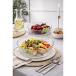 Eksen Paris Desenli 25 cm Dik Kenarlı Cam Kase 2’li Set – Şeffaf Şık Sunum & Salata Kasesi - 2 Adet