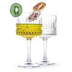 Ekstra büyük cam bardak, Vintage Coupe bardakları, büyük kare şarap bardakları. Kokteyl, şampanya, margarita, bira bardakları. Uzun saplı 2 bardaktan oluşan set (500 ml)