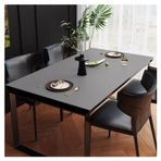 Ekstra Büyük Koyu Gri Suni Deri Masa Örtüsü - Silinebilir, Su Geçirmez ve Yağa Dayanıklı, Kahve/Yemek Masaları için Isıya Dayanıklı Masa Koruyucu Ped (90x90 cm)