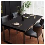 Ekstra Büyük Siyah Suni Deri Masa Örtüsü - Silinebilir, Su Geçirmez ve Yağa Dayanıklı Isıya Dayanıklı Yemek Koruyucu Ped Sehpa için - Şık Vinil Mat (70 x 70 cm)