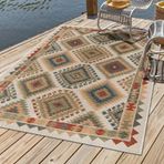 Ekstra Büyük Su Geçirmez Bahçe Halısı 200x300 Dış Mekan Dikdörtgen Halı Veranda Ahşap Güverte için Geometrik Motifli Kaymaz İç Mekan Dış Mekan Halı