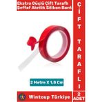 Ekstra Güçlü Suya Küfe Neme Dayanıklı Şeffaf Çift Taraflı Akrilik Silikon Bant 2 Metre x 1.8 cm 2 Ad - Çok Renkli - Standart