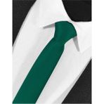 Ekstra Ince Çam Yeşili Renk Düz Slim Fit 4 cm Genişliğinde Kravat Mendil Seti Slim Fit Dar - Standart