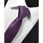 Ekstra Ince Mürdüm Renk Düz Slim Fit 4 cm Genişliğinde Kravat Mendil Seti Slim Fit Dar - Standart
