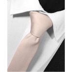 Ekstra Ince Pudra Renk Düz Slim Fit 4 cm Genişliğinde Kravat Mendil Seti Slim Fit Dar - Standart
