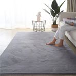 Ekstra Kalın 3 cm Tüylü Yumuşak Tüylü Alan Halısı - Oturma Odası ve Yatak Odası için Modern Suni Tavşan Kürk Halı, Büyük Kaymaz Koyu Gri Halı, 200x300 cm Kabarık Zemin Paspası
