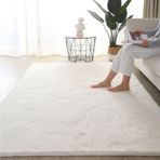 Ekstra Kalın Suni Tavşan Kürkü Shaggy Alan Halısı - Oturma Odası ve Yatak Odası için Yumuşak ve Kabarık Büyük Kaymaz Halı - Modern Bej Tasarım, 160x230 cm, 3 cm Hav Yüksekliği