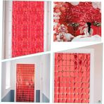 Ekstra Metalize Kırmızı Renk Disko Dikdörtgen Kesim Kapı Perdesi Dekorasyon 1X2 Metre Mirsm0010k-Smr-D313-Kırmızı