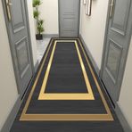 Ekstra Uzun Siyah Altın Koridor Yolluk Halı Yıkanabilir Dar Halılar Yumuşak Dokunuşlu ve Kaymaz Destekli Ocak Halıları Otel Koridor Salonu için 100x300 cm/3.3ft x 9.8ft