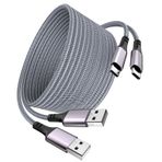 Ekstra Uzun USB C Şarj Kablosu 16FT 2Pack, 3.1A Örgülü PS5 Denetleyici Şarj Kablosu PS5 DualSense Denetleyicisi/Xbox Serisi X/S Nintendo Switch için, Samsung Galaxy S21/S20/S10, Note10 9 8
