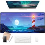 EkuaBot Light Tower Büyük Oyun Mouse Pad (35,4 × 15,7 inç, 3 mm Kalınlık), Kaymaz Kauçuk Taban ve Güçlendirilmiş Kilit Kenarları, İş, Oyun, Masa Örtüsü, Masaüstü Dekorasyonu için XXL Genişletilmiş