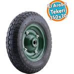 El Araba Arabası Tekeri Yük Taşıma Tekerleği Havalı Bilyalı Yeşil Jant Siyah350x70