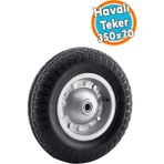 El Arabası Tekeri Yük Taşıma Siboplu Bilyeli Rulmanlı Havalı Dublex 350X70 mm Çelik Jant Tekerlek - 0,5