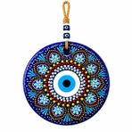 El Boyaması Nazar Boncuğu Duvar Süsü 22 cm | Vitray Sanatı ve Mandala Tasarım | El Yapımı Dekoratif Duvar Panosu | Ev, Ofis, Giriş Kapısı ve Yeni Ev Hediyesi
