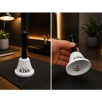 El Çanı Dekoratif Masa Zili – Ring For A Kiss Tasarımlı Romantik Hediye 13 cm Çan Zil Beyaz