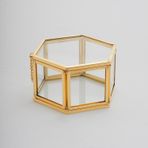 El Crea Designs 11x10x6cm Yüzük Kutusu Cam Pirinç Gold Takı Aksesuar Yapımı Dekoratif