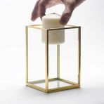 El Crea Designs 15x10x10cm Pirinç Gold Geometrik Teraryum Cam Fanus Vazo Mumluk Yapımı Dekoratif