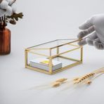 El Crea Designs 15x10x6cm Pirinç Gold Cam Kapaklı Takı Aksesuar Yüzük Kutusu Yapımı Dekoratif
