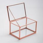 El Crea Designs 15x10x8cm Bakır Rose Gold Cam Kapaklı Takı Aksesuar Yüzük Kutusu Yapımı Dekoratif