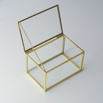 El Crea Designs 15x10x8cm Pirinç Gold Kapaklı Cam Takı Aksesuar Yüzük Kutusu Yapımı Dekoratif