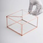 El Crea Designs 15x15x8cm Bakır Rose Gold Cam Kapaklı Takı Aksesuar Yüzük Kutusu Yapımı Dekoratif