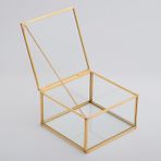 El Crea Designs 15x15x8cm Pirinç Gold Cam Kapaklı Takı Aksesuar Yüzük Kutusu Yapımı Dekoratif