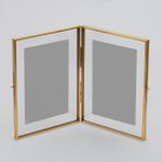El Crea Designs 20x15cm İkili Pirinç Gold Cam Masaüstü Fotoğraf Çerçevesi